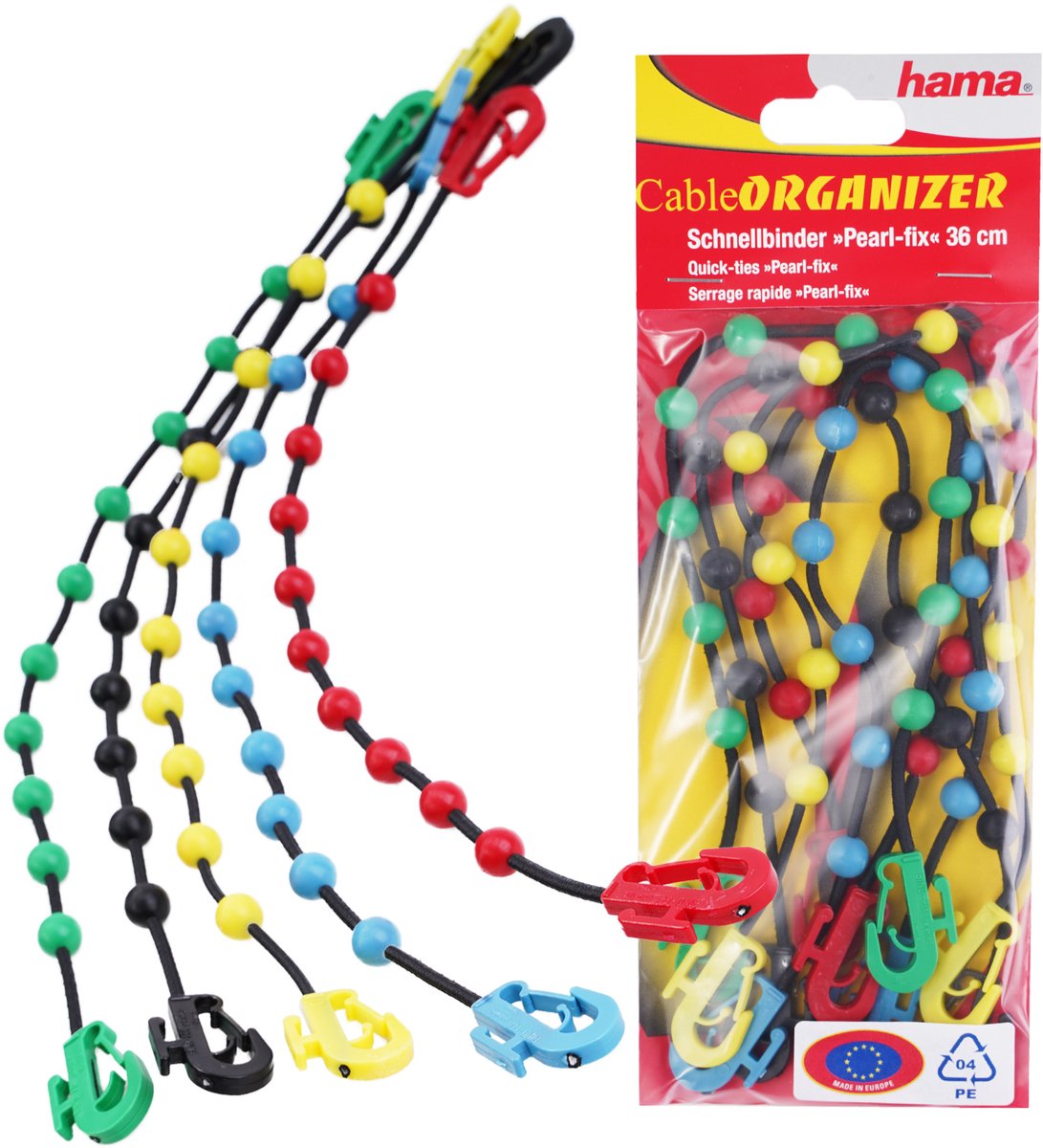 5x Pearl Fix kabelbinders, snelbinders, 36 cm, gekleurd