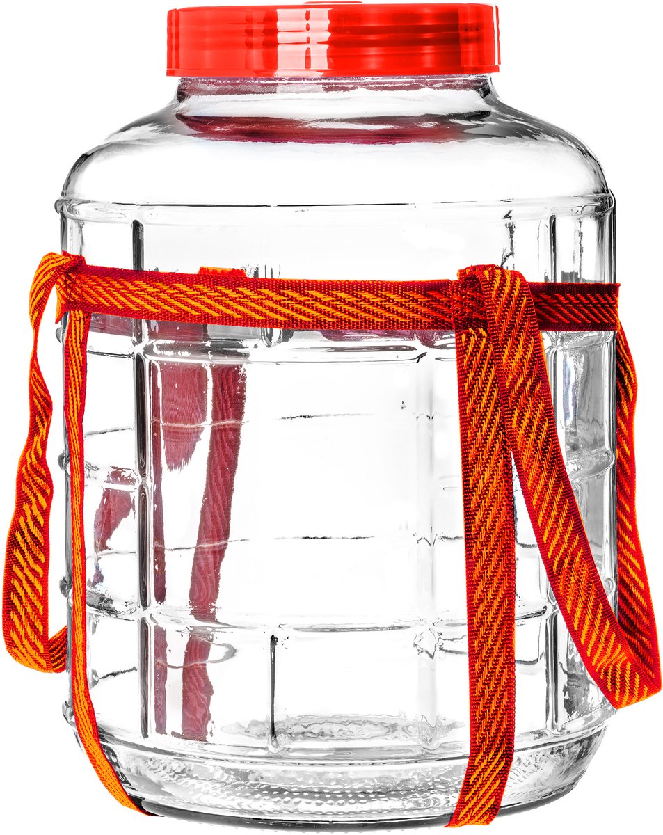 KADAX Gistballon, 18 liter, glazen ballon met deksel van kunststof, wijnballon, glazen gistballon, universeel glas, komkommerglas, voorraadglas, bewaarglas, fermentatiecontainer, inmaakglas