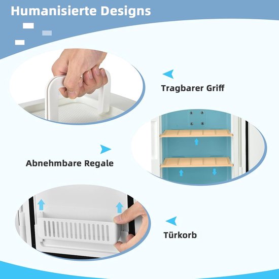 COSTWAY Mini koelkast, 10 L Draagbare AC / DC schoonheid koelkast met LED-spiegel, afneembare planken voor huidverzorging, make-up, drank, Compacte koelkast, Thermo-elektrische koeler / verwarming voor auto, slaapkamer van Costway — afbeelding 2