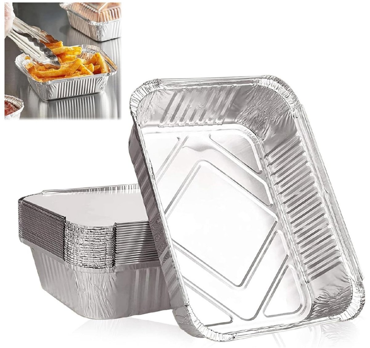 EXCITAT Aluminium lekbakken - 20 stuks - Groente aluminium schalen - Grillschalen - Gasgrills, houtskoolgrills en elektrische grillaccessoires - Vet lekbakken - Voor picknicks, grills en ovens - Wegwerp aluminium schalen - 22 x 15,8 cm