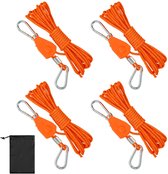 6 Haubans Fluorescents 4 Mm X 4 M - Corde Parachute 550, Charge 250 Kg, Avec Tendeur - Pour Tente, Camping, Fixation