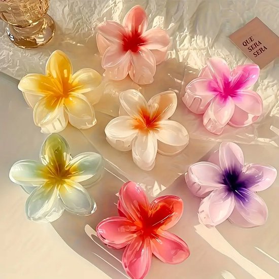 Set de 7 Barettes et pinces à cheveux - Fleurs - 8 cm - Été - Couleurs Diverse - Bonne qualité - Perfect comme cadeau - Accessoires pour cheveux