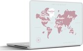 Sticker pour ordinateur portable - 15,6 pouces - Wereldkaart - Rose - Lettres