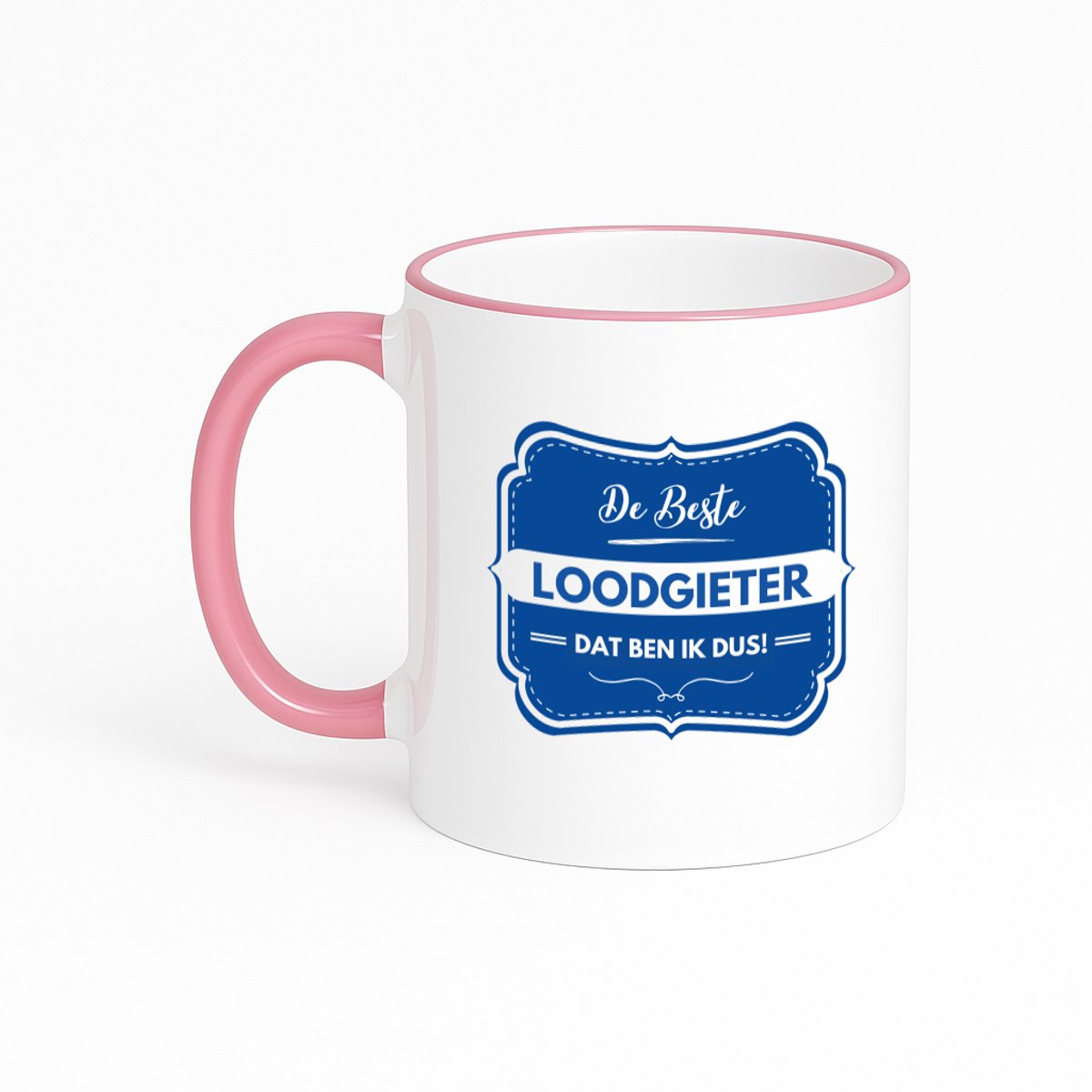 Hacebo® - De beste loodgieter koffiebeker met gekleurde rand roze - Loodgieter - loodgieters - thee mok - koffie beker - werk - afscheidscadeau - verjaardagscadeau - kado - koffiemok - 330 ML