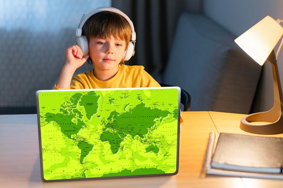 Autocollant pour ordinateur portable - 12,3 pouces - Wereldkaart - Robuste - Violet - 30x22cm - Autocollants pour ordinateur portable - Skin pour ordinateur portable - Housse