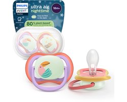 Philips Avent Ultra Air Night – Glow-in-the-dark fopspeen –(18 mnd+) Extra luchtopeningen – 2 stuks - SCF376/33