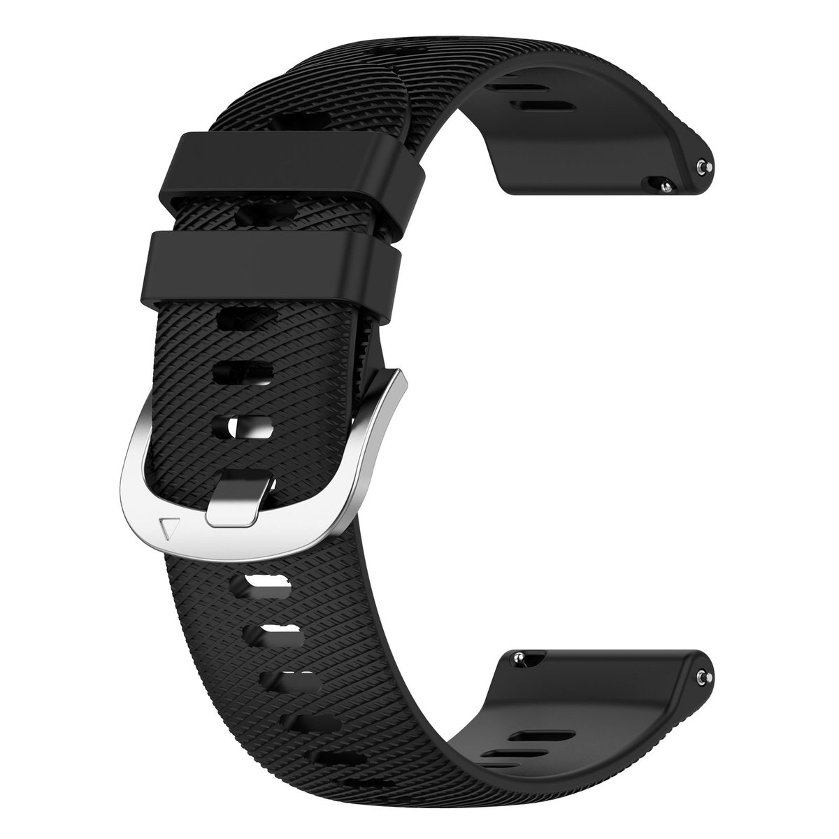 Siliconen rubber band met zilverkleurige RVS sluiting, snelsluiting, 20 mm universele smartwatch band, waterdichte sportband voor mannen en vrouwen