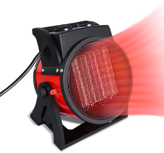 NAIZY Keramische Ventilatorkachel 2000W Energiebesparende Elektrische Kachel met PTC-verwarmingselement en verstelbare beugel Verwarmingsvermogen Binnen en Buiten, Rood