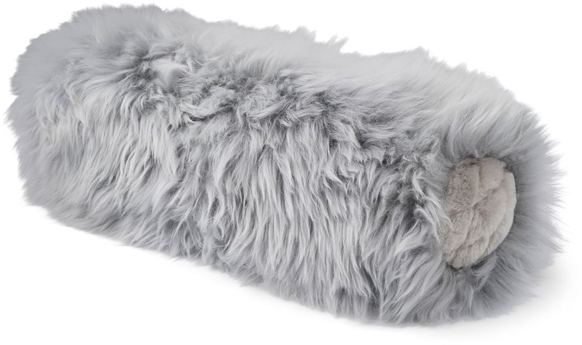Sheepskin House Bolster Kussen - Langharige Schapenvacht - D20xL52 cm Light Grey/Silver Grey
