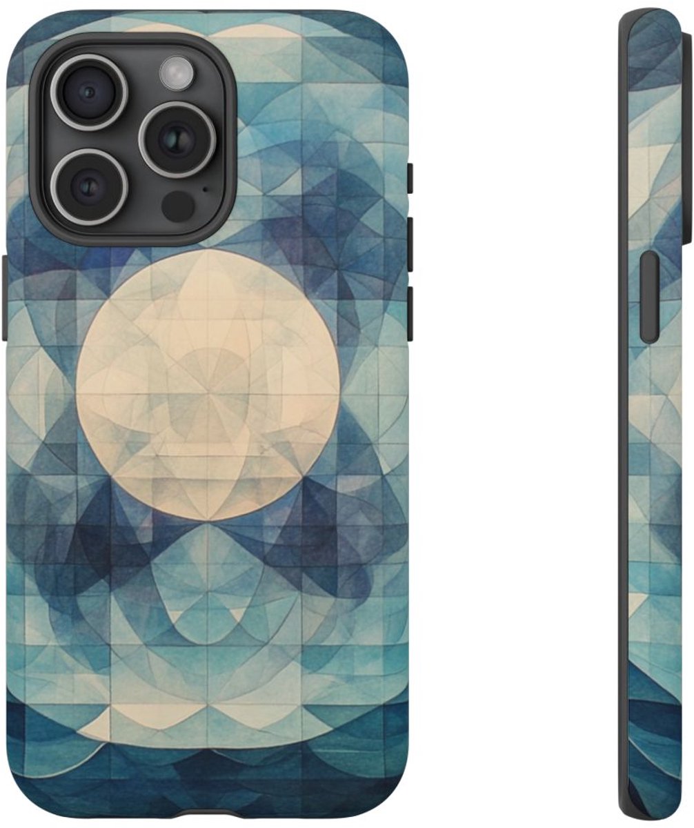 Geometrisch Sprookje van Zee en Maan – Telefoonhoesje Geschikt voor iPhone 15 Pro Max