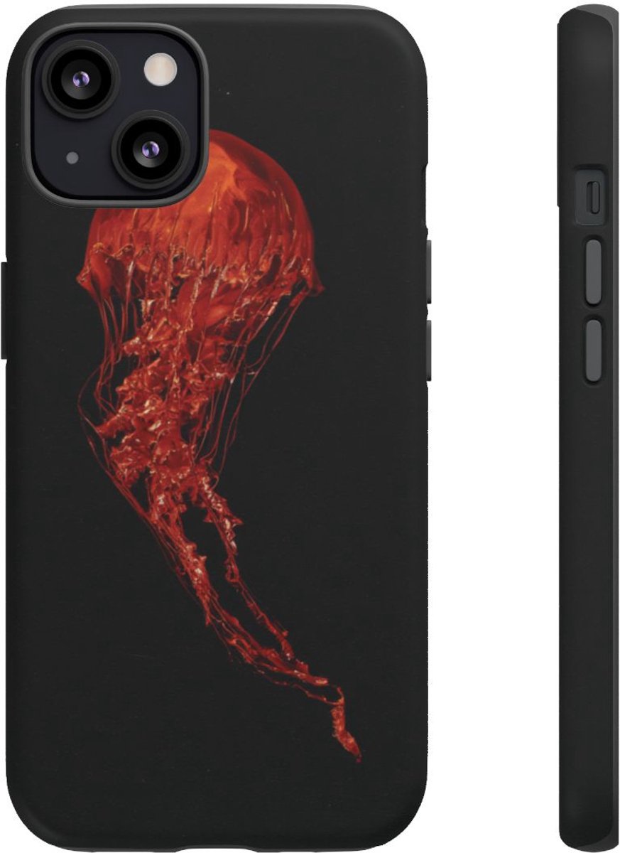 Rode Kwal op Zwarte Achtergrond – Telefoonhoesje Geschikt voor iPhone 13