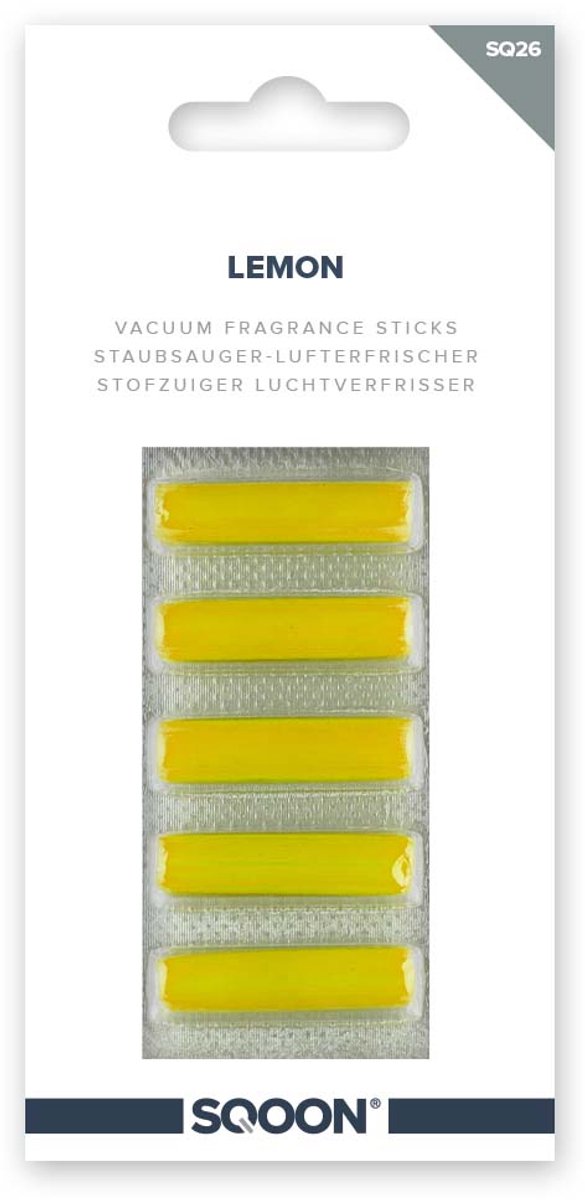 SQOON® (SQ26) Geurstaafjes Lemon voor stofzuiger - Verfrist de uitblaaslucht - Origineelnummer SQ26 - Geschikt voor universeel gebruik - Citroengeur voor een frisse schoonmaakervaring