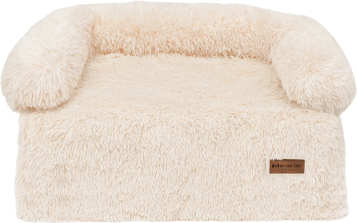 By Cee Cee Origineel Hondendeken Bank – Hondenkleed Bank - Fluffy Hondenmand - Premium - Volledig Afritsbaar - Beige - 85x90 - Maat M / Fien