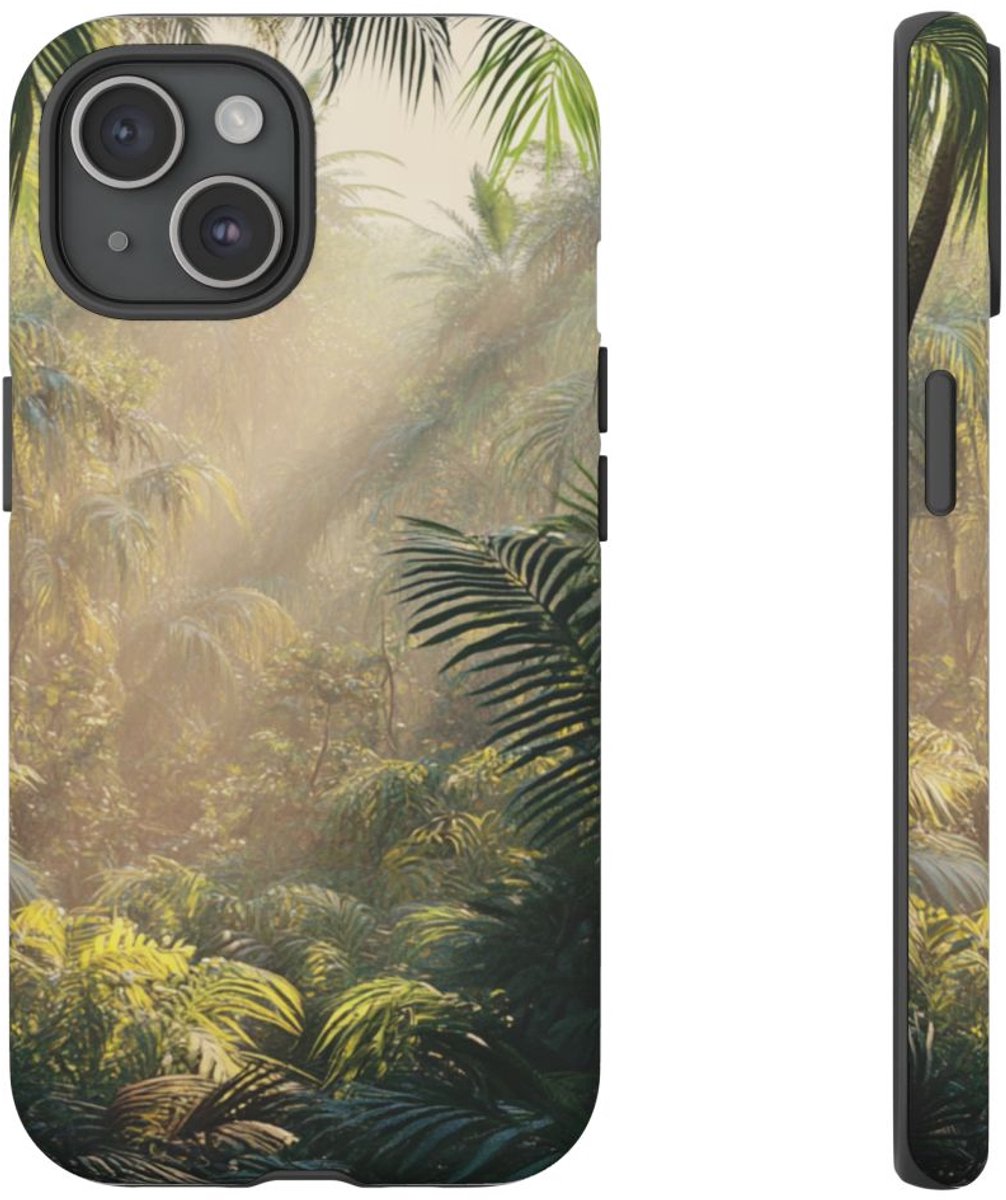 Tropisch Boslandschap – Telefoonhoesje Geschikt voor iPhone 15