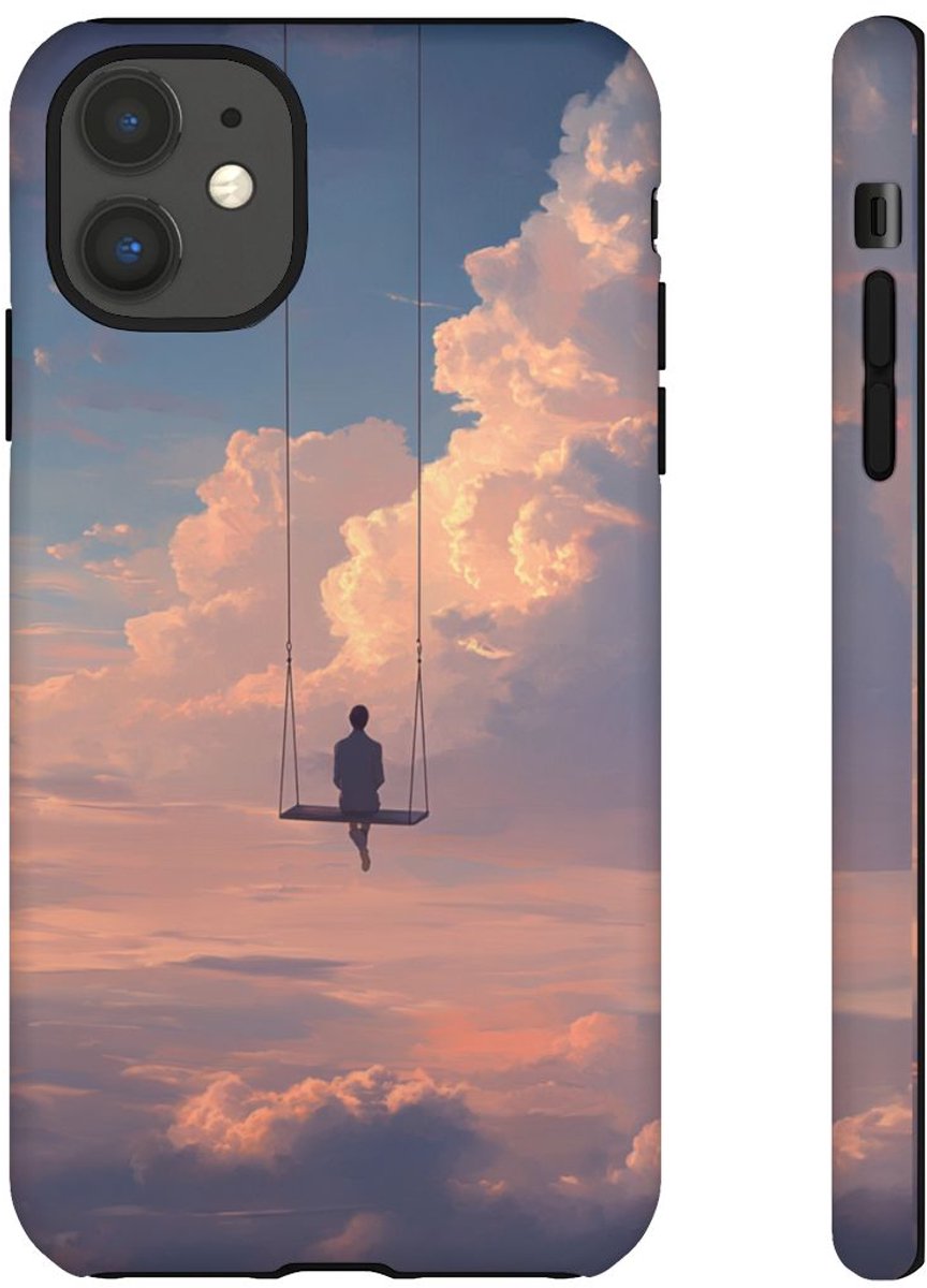 Persoon op Schommel Boven de Wolken – Telefoonhoesje Geschikt voor iPhone 11