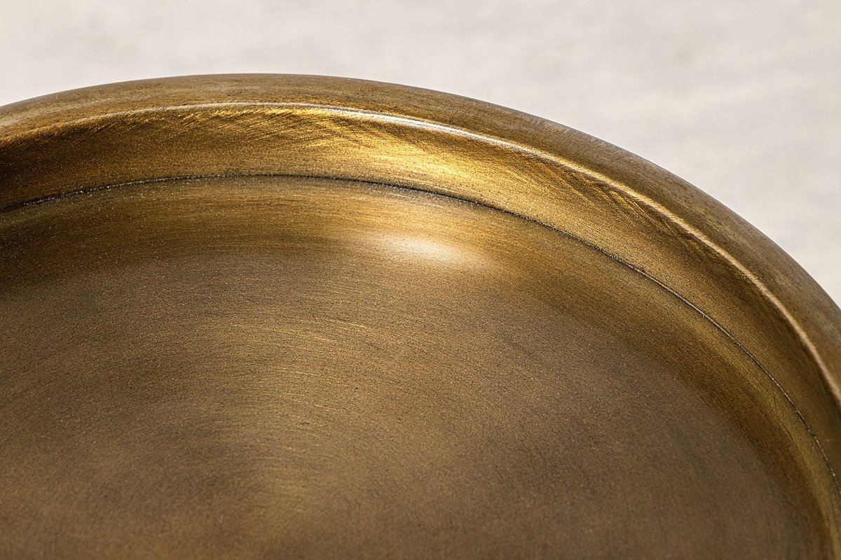 Invicta Interior Ronde Bijzettafel TRAYFUL 60cm Messing Antiek IJzer Groen Marmeren Voet Handgemaakt - 44848 Zie omschrijving