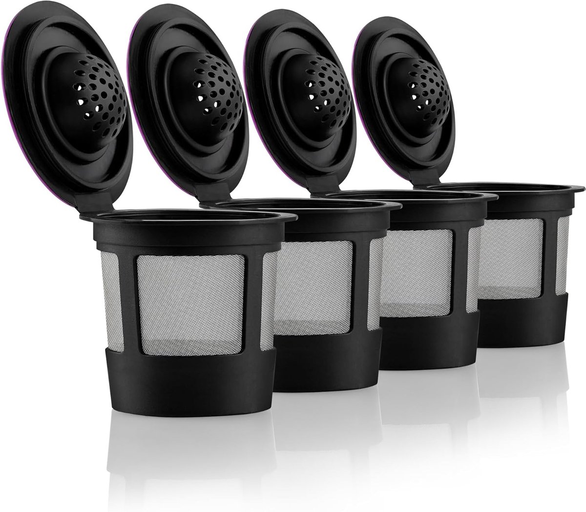 4 zwarte herbruikbare K-Cups Geschikt voor Keurig koffiezetapparaten koffiefilters compatibel met 1.0 en 2.0 Keurig koffiezetapparaten