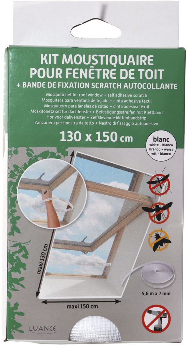 Luance Vliegen/insecten gordijn - wit - 130 x 150 cm - vliegenhor - hor met rits