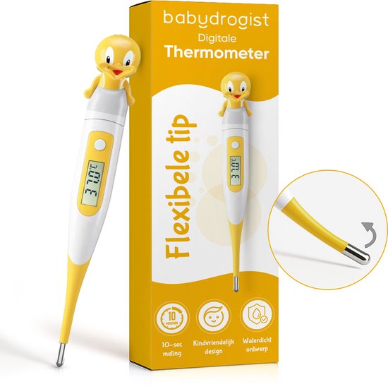 Babydrogist digitale Baby Thermometer met flexibele tip - Rectaal, oksel & oraal - Eend