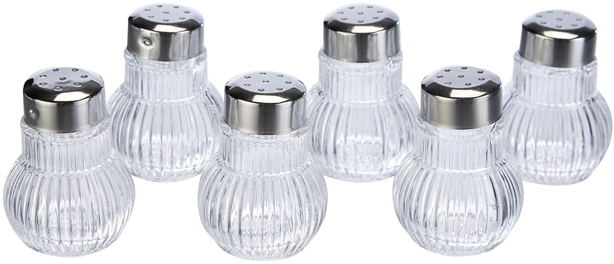 Mini zoutvaatjes set - elegant en praktisch - set van 6 - glas en roestvrij staal