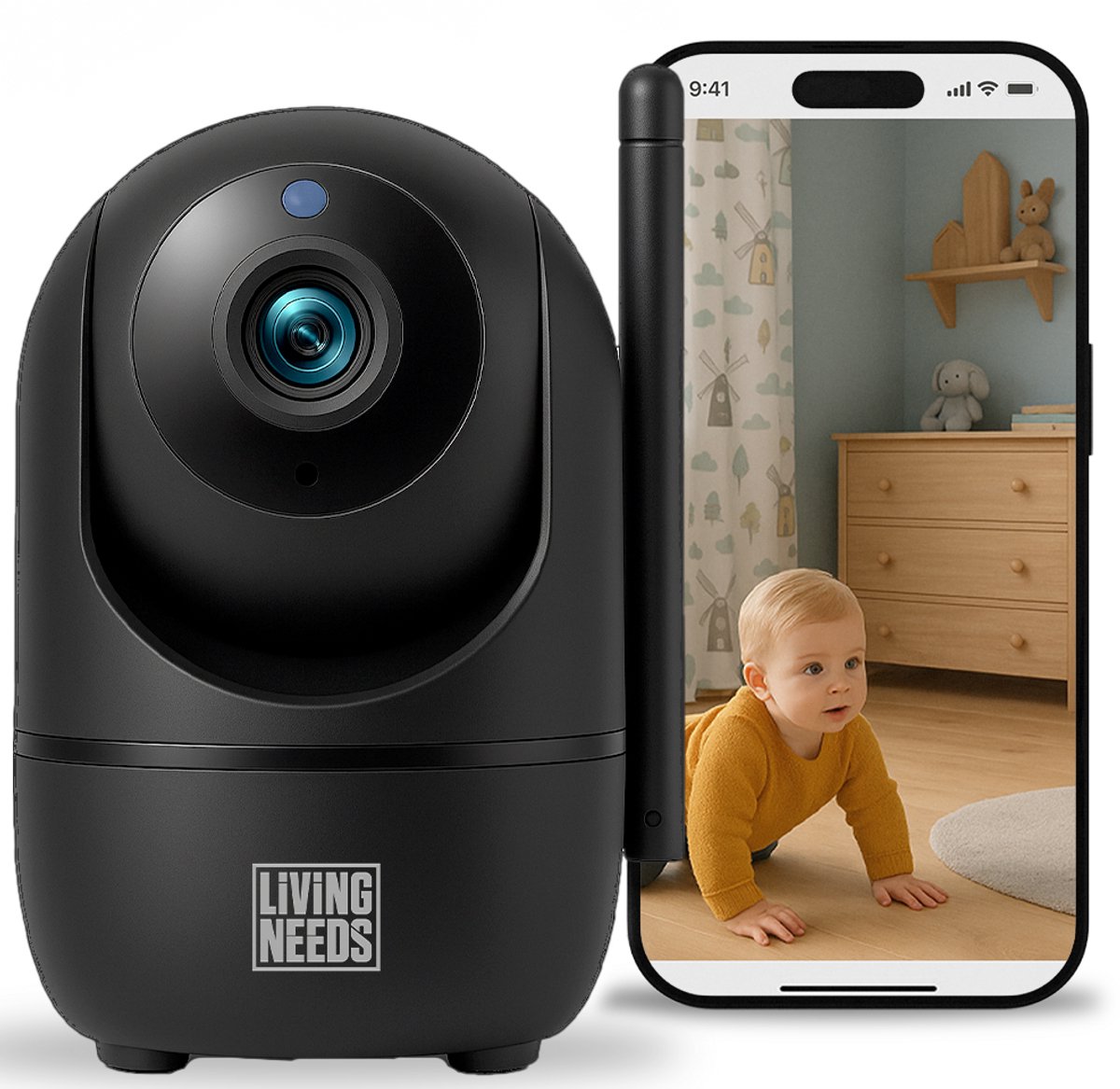 Living Needs Baby Camera – Babyfoon met Camera – Spraakfunctie – Bewegingsdetectie.