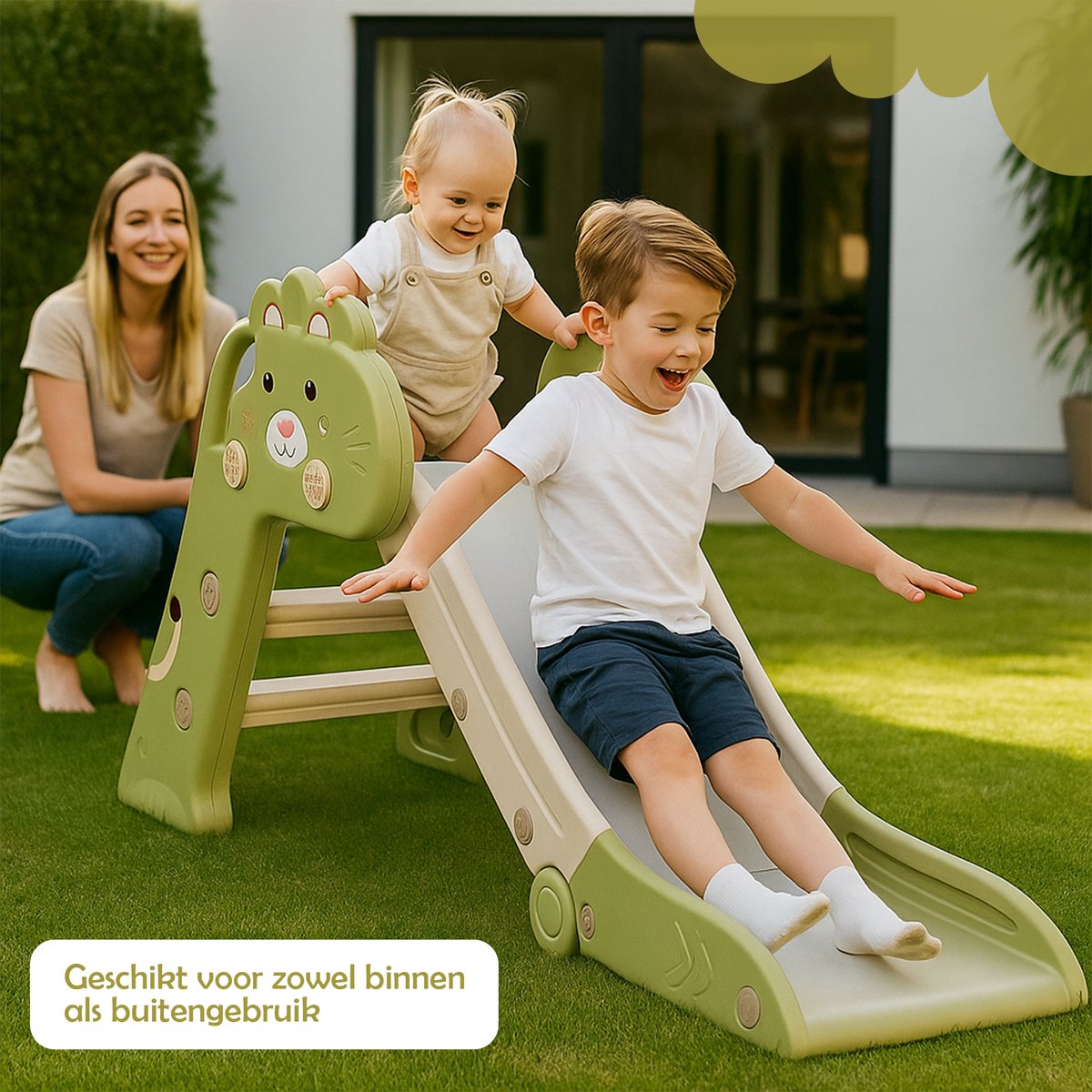 Oemmie Glijbaan - Glijbaan peuter - Glijbaan buiten - Glijbaan binnen - Speeltoestel - Opvouwbaar - Groen — afbeelding 4