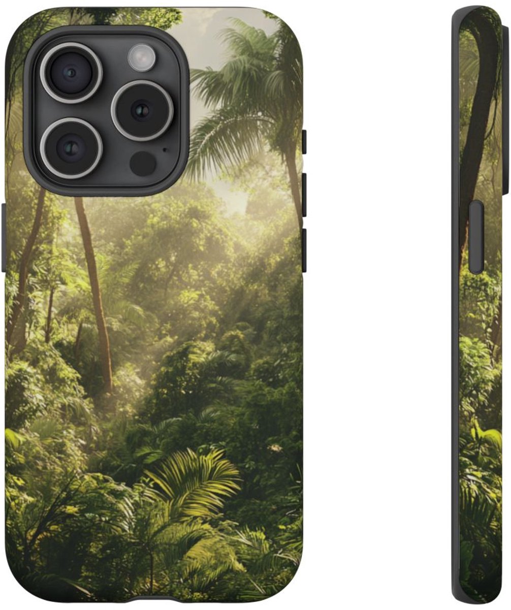 Tropisch Woudlandschap – Telefoonhoesje Geschikt voor iPhone 15 Pro