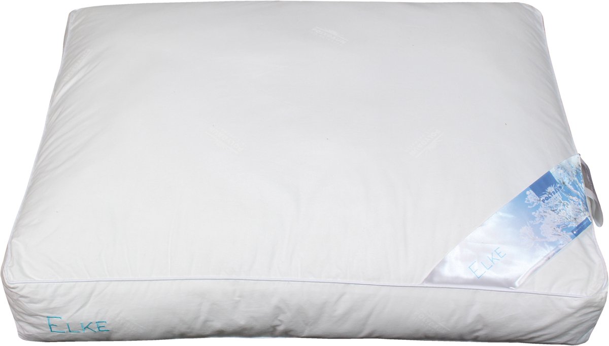 Polydaun Elke hoofdkussen - GRS gerecyclede Fiberdaun vulling - anti-huisstofmijt - navulbaar - medium - 850 gram - 62x50x10/5 cm