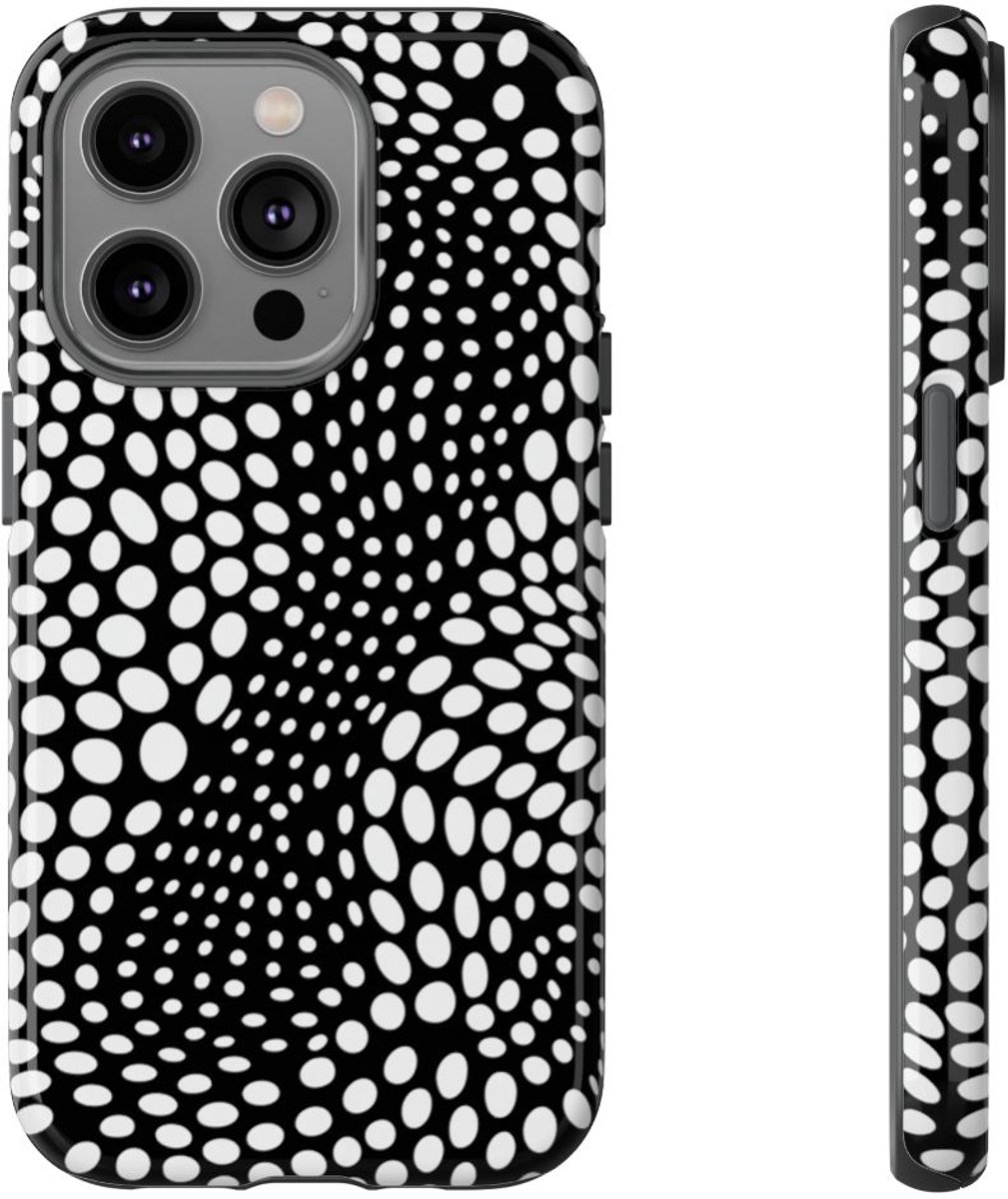 Zwart-Wit Optische Illusie Patroon – Telefoonhoesje Geschikt voor iPhone 14 Pro