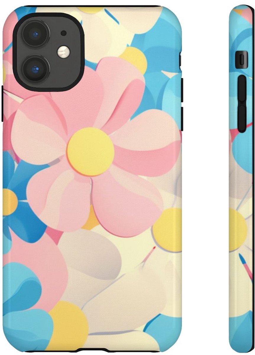 Vrolijk Pastel Bloemenpatroon – Telefoonhoesje Geschikt voor iPhone 11