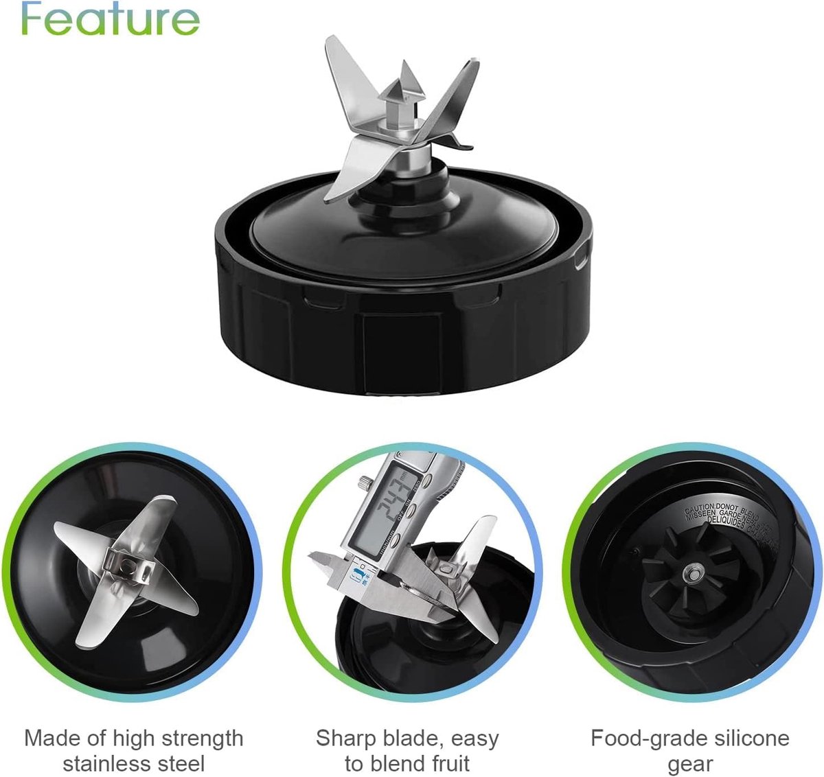 2-pack blender vervangingsonderdelen 7 vinnen extractor bladmontage met rubberen pakking geschikt voor Nurti Ninja blenders Auto iQ BL480 BL482 BL642 BL682 NN102 – foto 3