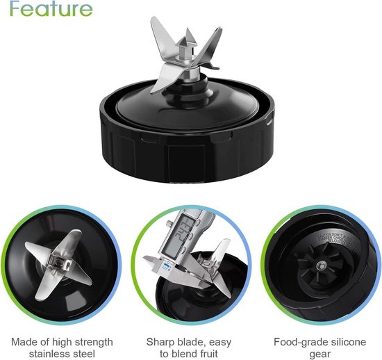 2-pack blender vervangingsonderdelen 7 vinnen extractor bladmontage met rubberen pakking compatibel met Nurti Ninja blenders Auto iQ BL480 BL482 BL642 BL682 NN102 van Merkloos — afbeelding 3