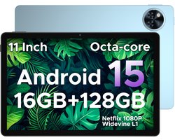DOOGEE Tablet U11-Android 15 -11 inth 90 Hz-16 GB RAM+ 128 GB ROM/TF 2TB - Dubbele boxluidsprekers - 8580 mAh - Face ID - 5G WiFi - Widevine L1 - GPS - Blauw