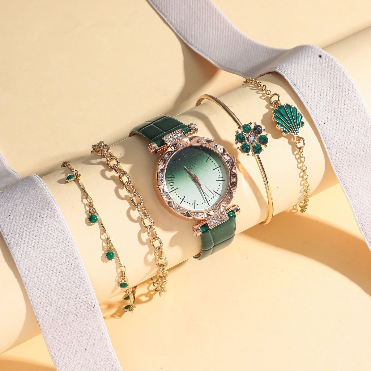 Quarzuhr 5 stuks polshorloge volle kristal diamanten - cadeaus voor dames - quartz horloge kristal sieraden set - roestvrij staal horloges dames quarzuhr - cadeaus voor vrouwen - kerstcadeau - nieuwjaarscadeau - verjaardagscadeaus - moederdagcadeau -