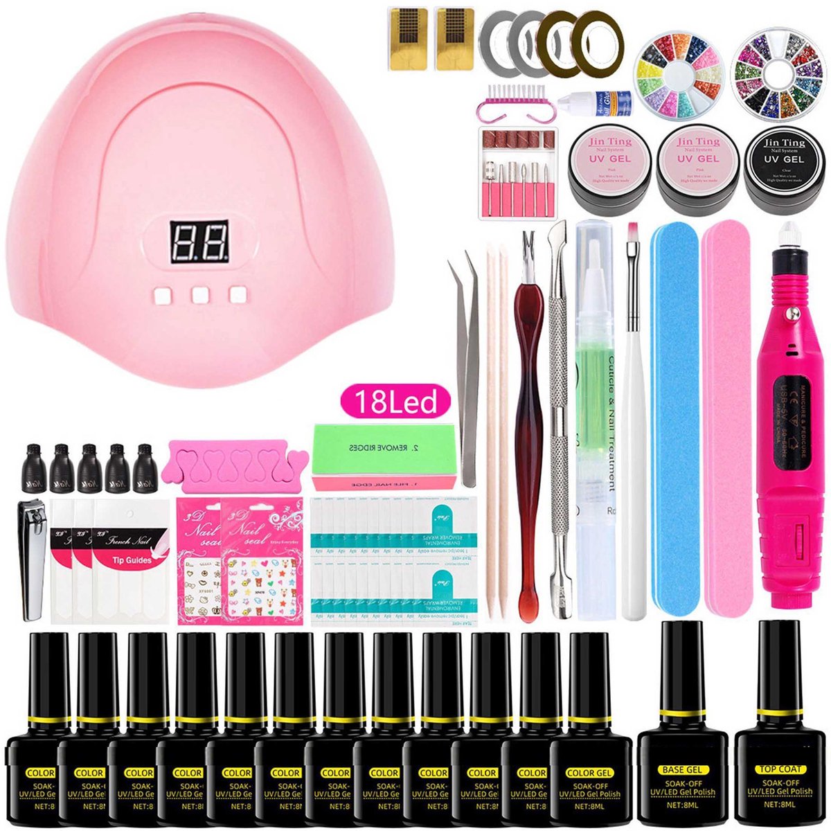 NAXSIR Gel & Gelnagellak Set – UV/LED Nagellamp (18LED/36LED/54W) – All-in-One Tools – Voor Beginners & Profis