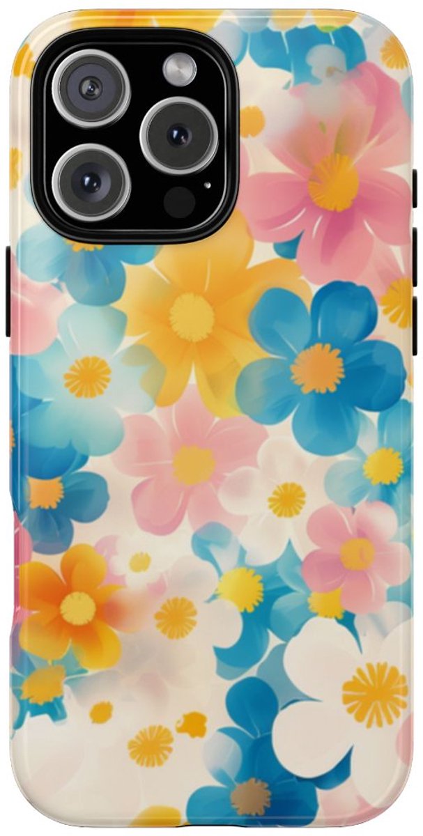 Vrolijk Pastel Bloemenpatroon – Telefoonhoesje Geschikt voor iPhone 16 Pro Max