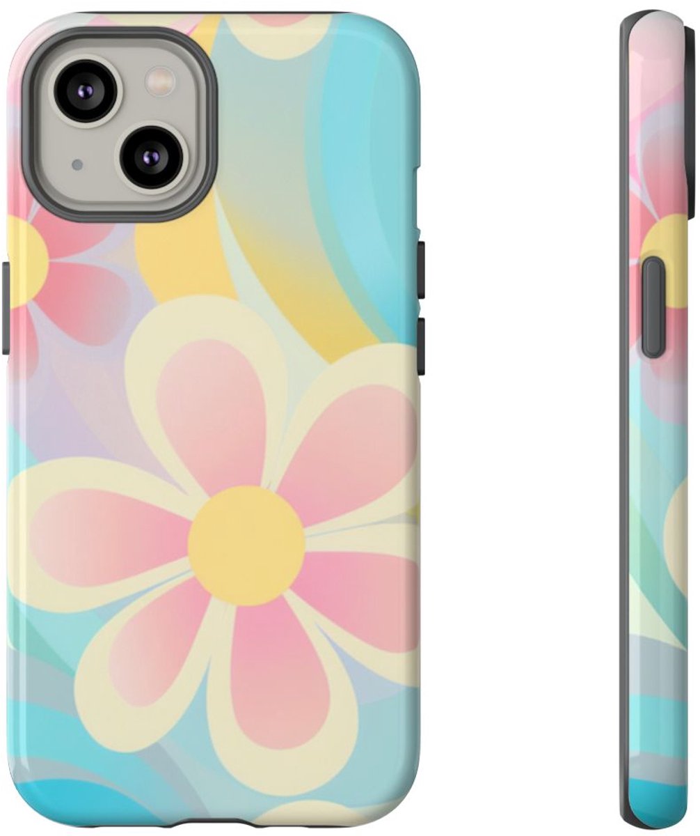 Pastel Groovy Bloemenpatroon – Telefoonhoesje Geschikt voor iPhone 14