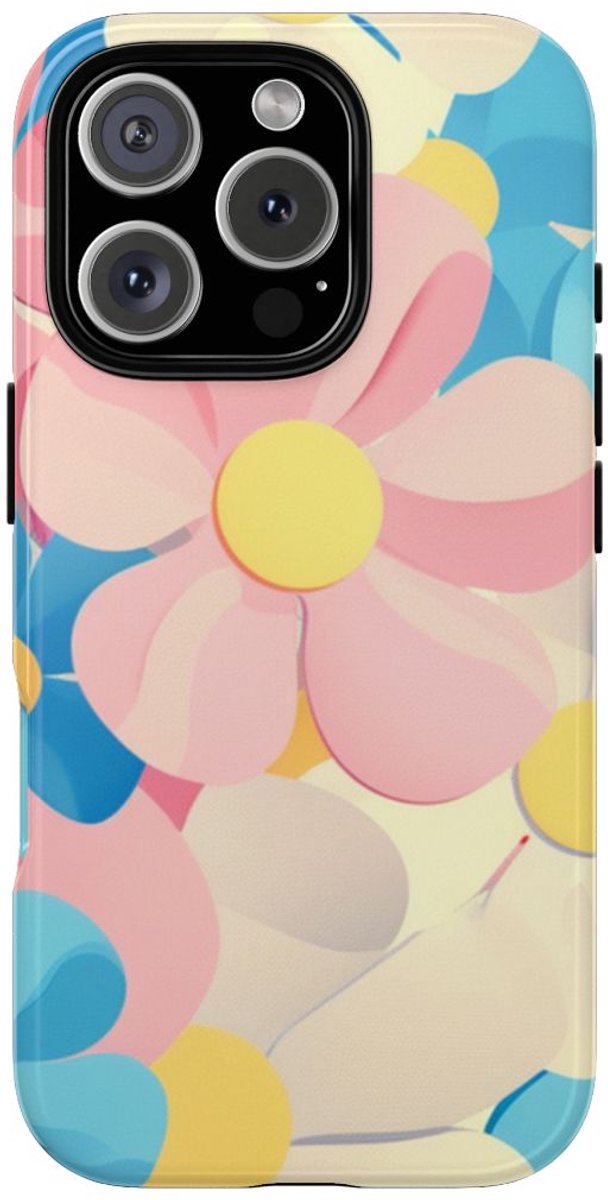 Vrolijk Pastel Bloemenpatroon – Telefoonhoesje Geschikt voor iPhone 16 Pro