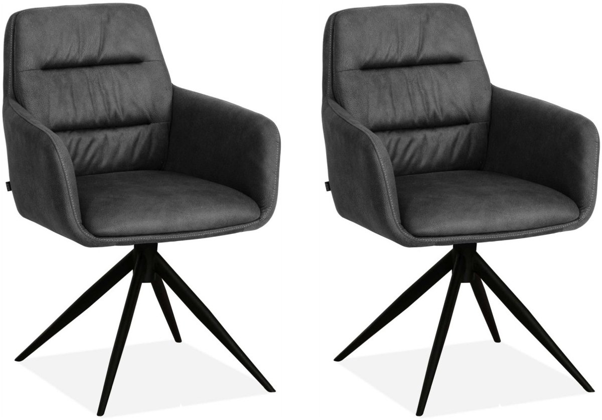 MX Sofa - Eetkamerstoel Paco - Antraciet (set van 2 stoelen)