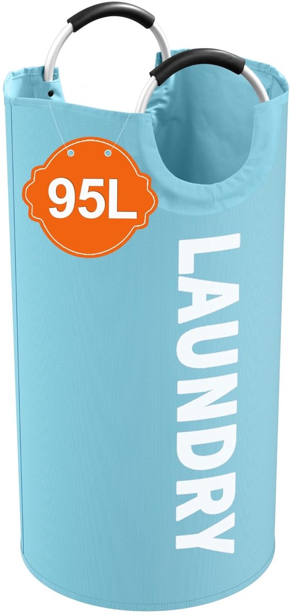 Stijlvolle wasmand - 95 liter - Blauw - Waterdicht - Opvouwbaar
