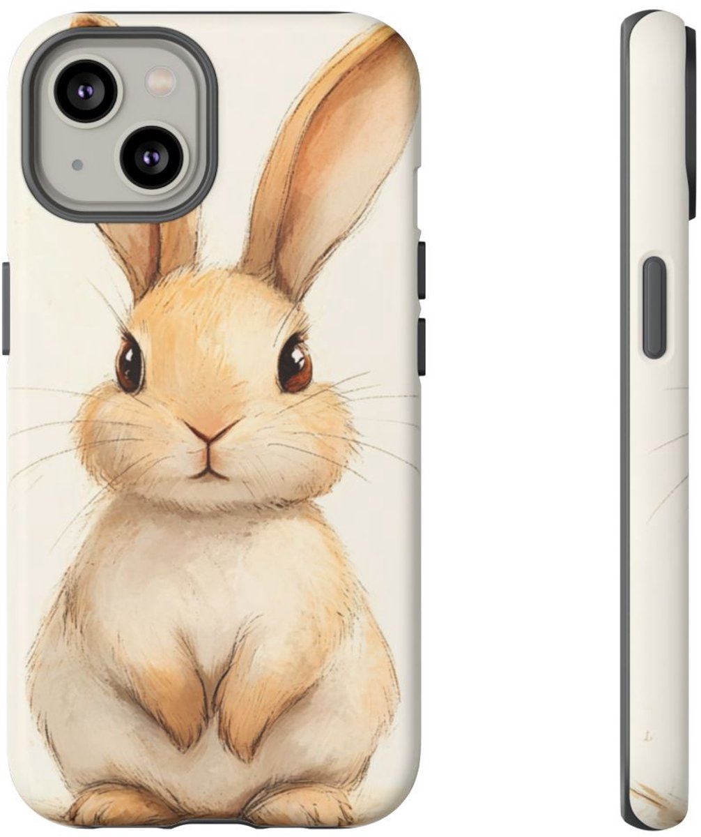 Schattige Bruine Konijnen Illustratie – Telefoonhoesje Geschikt voor iPhone 14