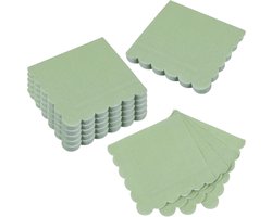 100 stuks cocktailservetten - 2-laags wegwerpservetten - 12 x 12 cm - saliegroen - golvend - kleine servetten - gevouwen tafeldecoratie - cocktailservetten voor avondeten - bruiloft - babyshower