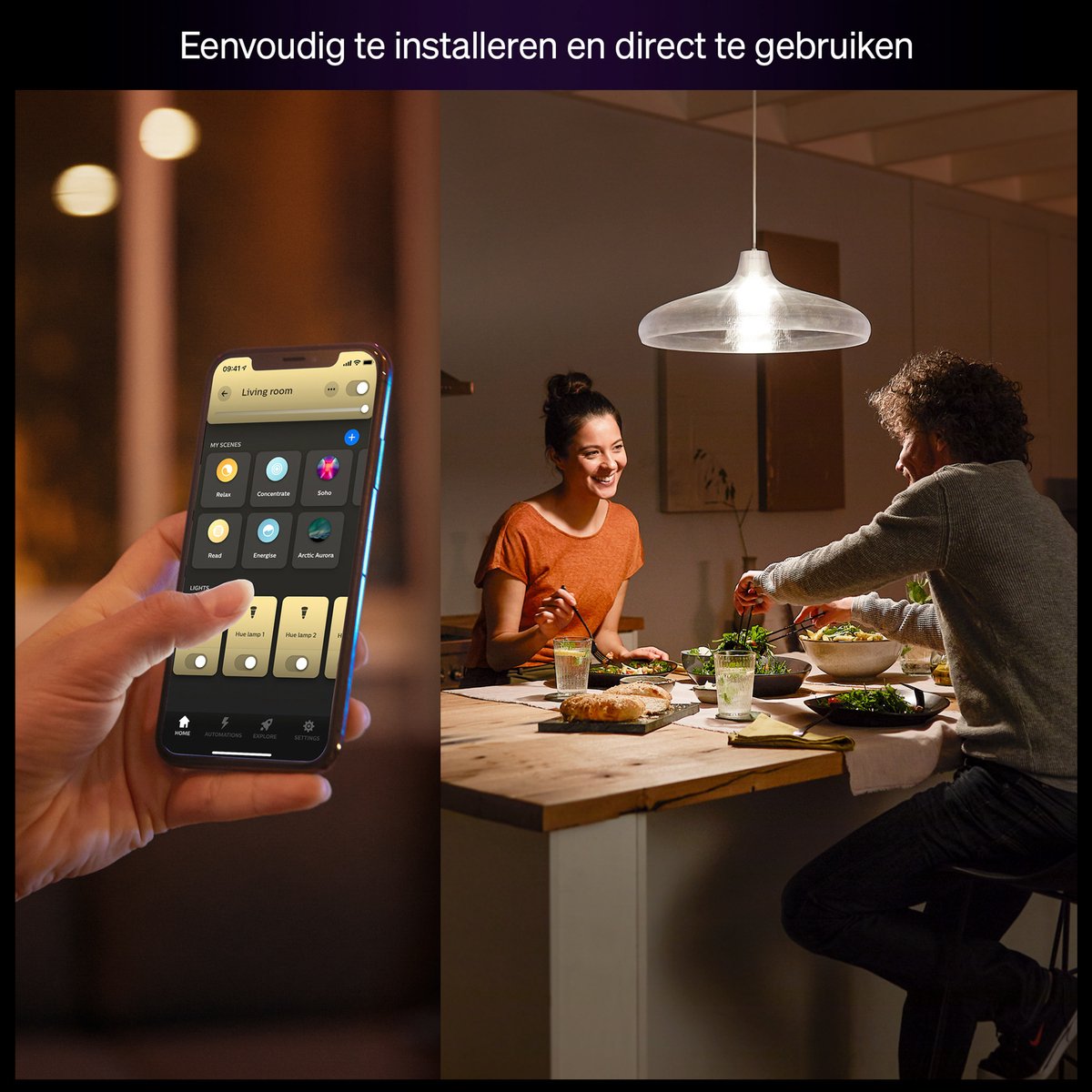 Philips Hue Slimme LED A60 lamp, Warm Wit Licht, E27 Fitting, 2-pack — afbeelding 4