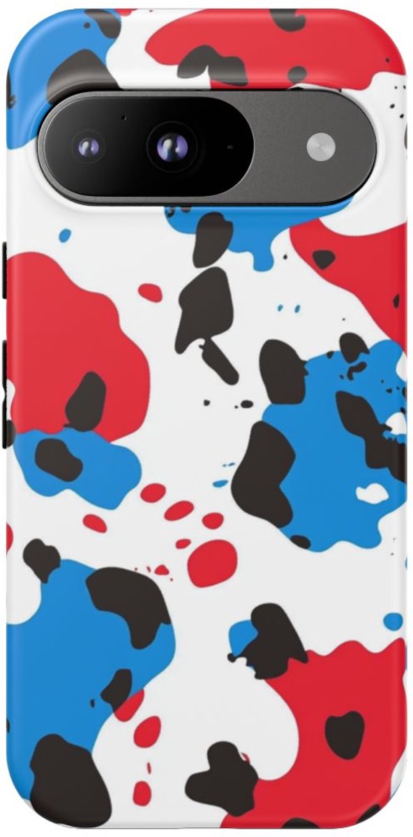 Rood-Blauw Vlekkenpatroon – Telefoonhoesje Geschikt voor Google Pixel 9