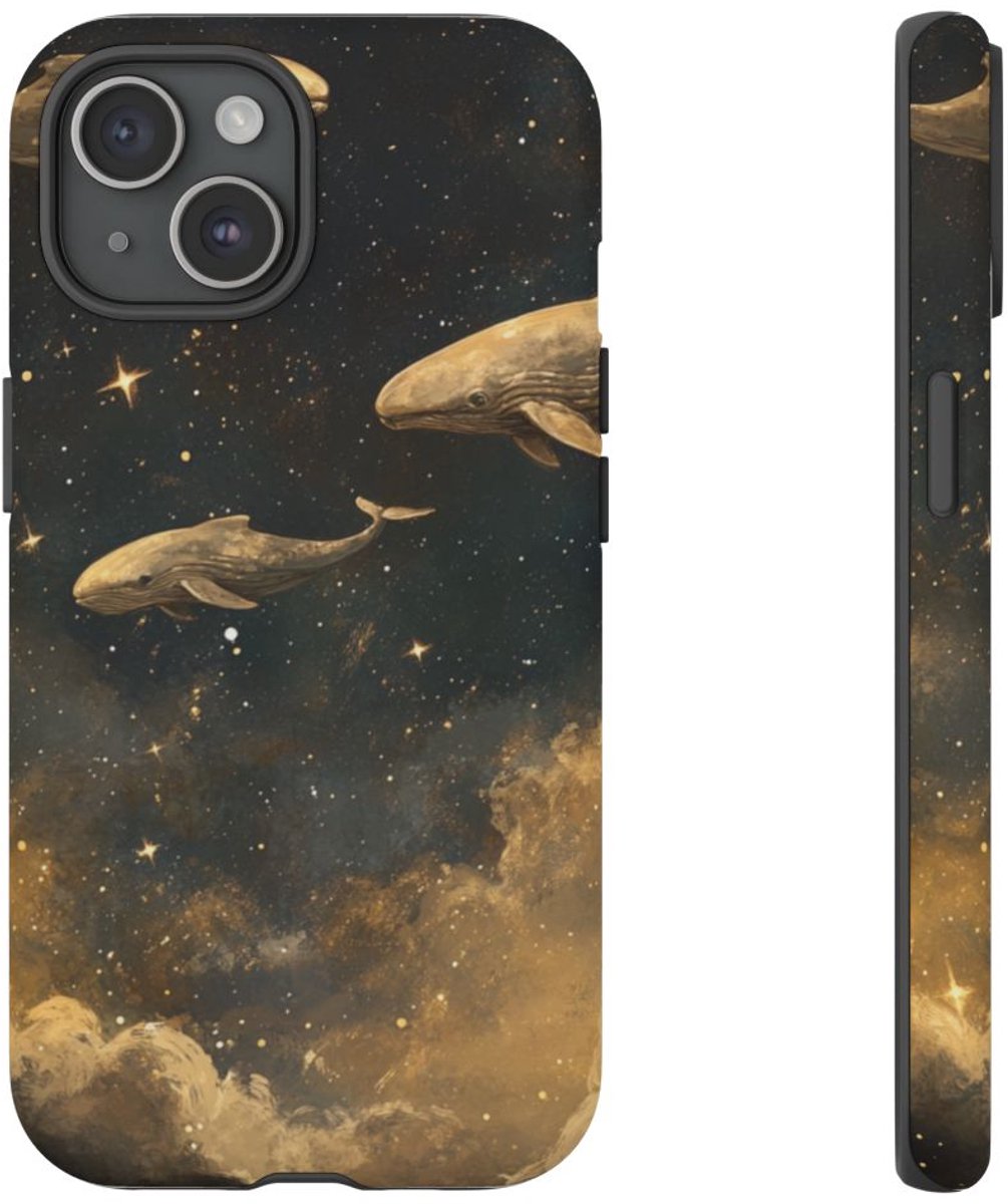 Walvissen in Sterrennacht – Telefoonhoesje Geschikt voor iPhone 15