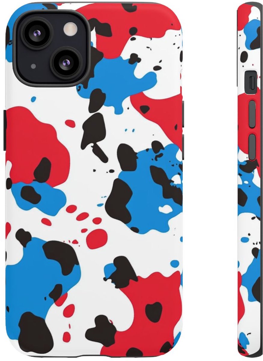 Rood-Blauw Abstracte Vlekkenpatroon – Telefoonhoesje Geschikt voor iPhone 13