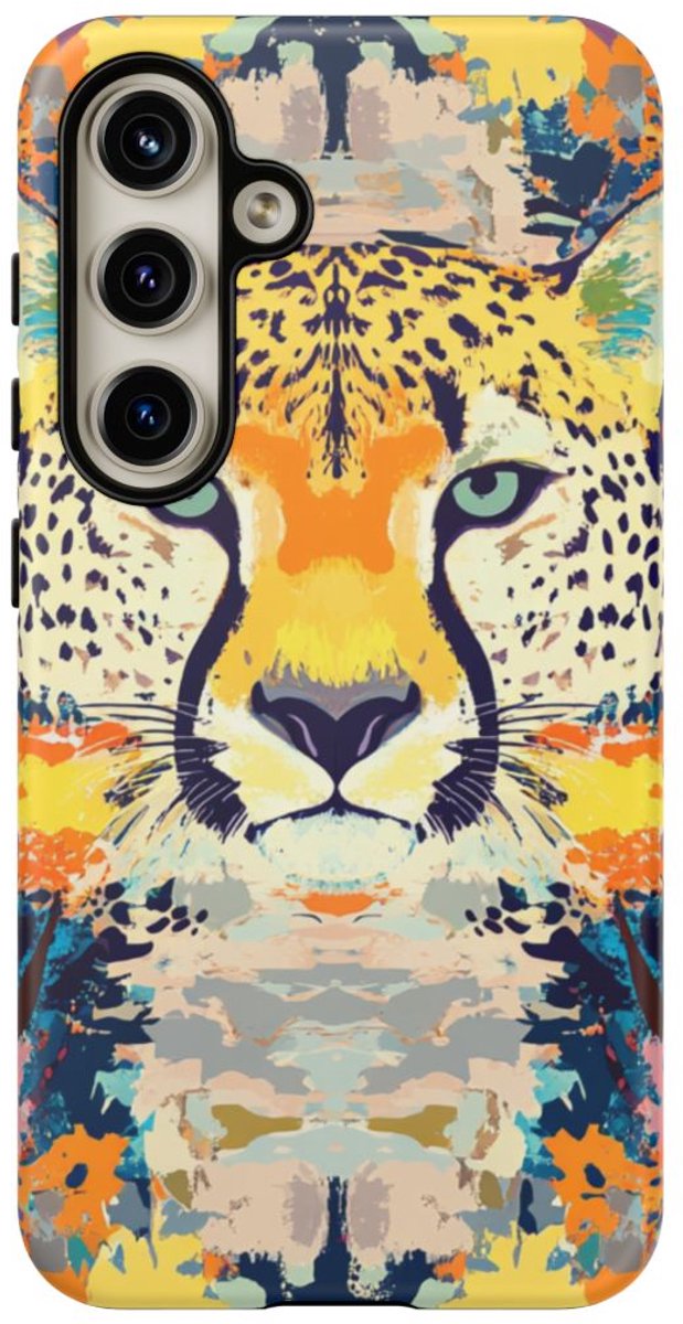 Abstracte Cheetakop met Kleurrijk Patroon – Telefoonhoesje Geschikt voor Galaxy S24