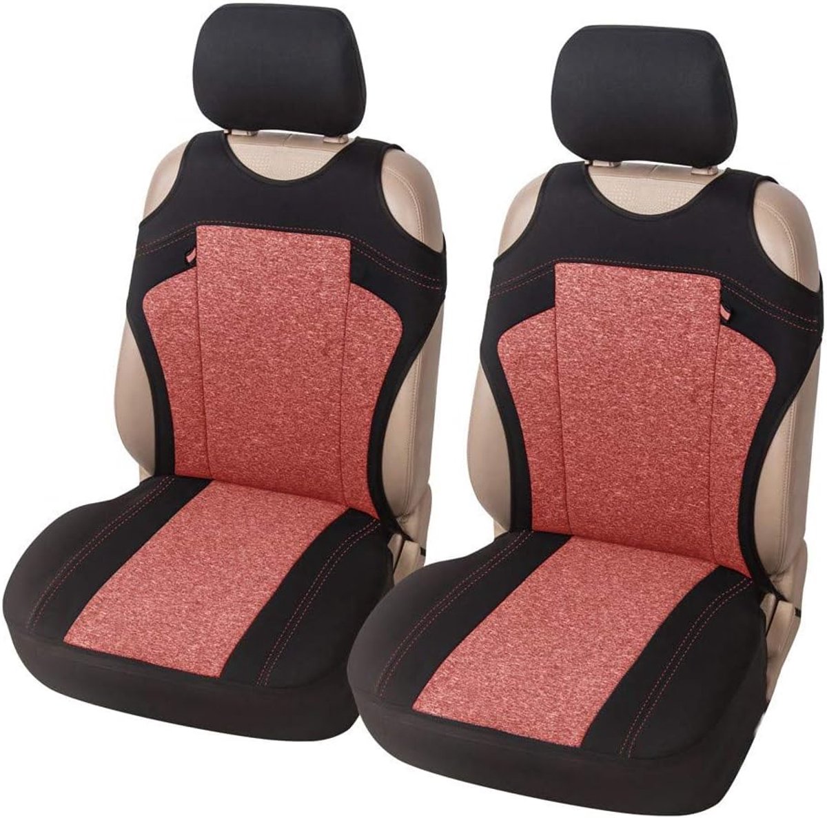 Image of 2 STKS Auto Voorstoelhoezen - Auto Voorstoel Hoofdsteun Cover Set - Kationische Stof Seat Cover - Fit voor Auto Truck Van De meeste Voertuigen (Rood)