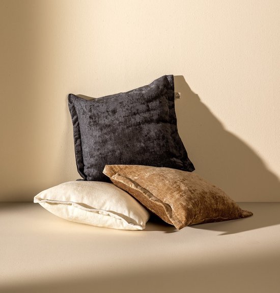 Dutch Decor - LEWIS - Sierkussen velours 45x45 cm Corbeau - noir