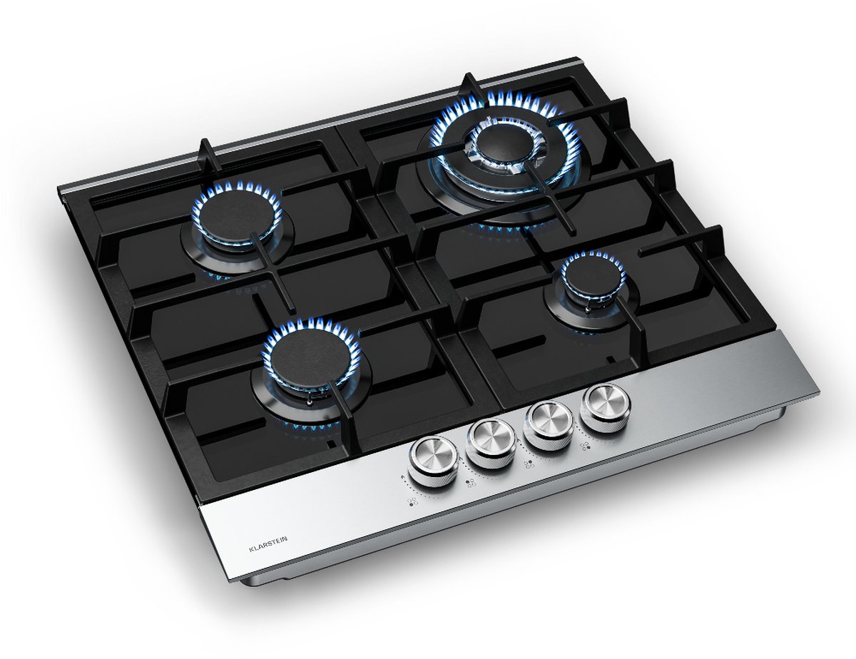 Klarstein Verosteel gaskookplaat 8000 W | rvs | 60 cm 60 cm | Zilver